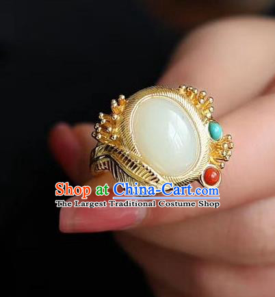 Chinese National Golden Ring Handmade Jewelry Accessories Classical Jade Circlet
