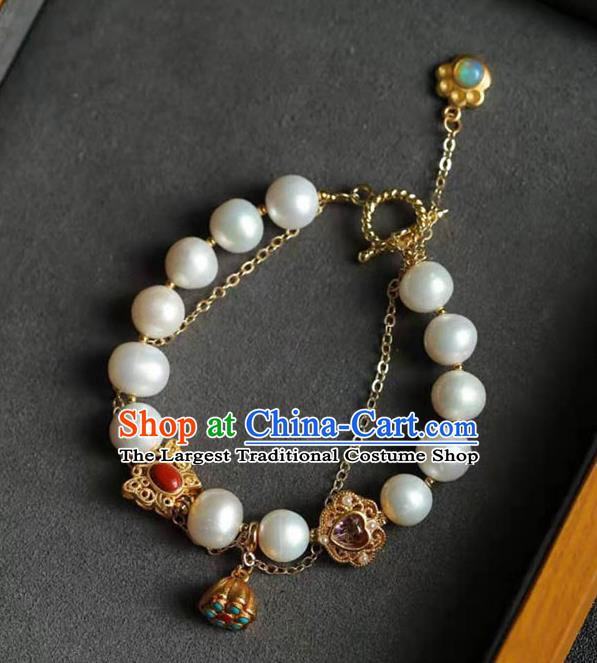 China Handmade Amethyst Bracelet Traditional Jewelry Accessories National Pearls Bangle