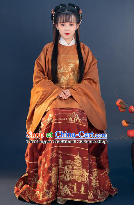 Ancient China Noble Lady Hanfu Clothing Traditional Ming Dynasty Palace Beauty Historical Costumes for Women