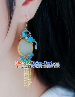 Handmade China Blueing Cloud Ear Jewelry Accessories Traditional Cheongsam Jade Tassel Earrings