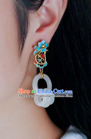 Handmade China Traditional Gems Eardrop Accessories National Cheongsam Jade Rings Earrings Jewelry