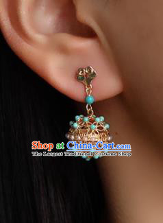 Handmade China Cheongsam Pearls Eardrop Accessories Traditional Jewelry National Kallaite Earrings
