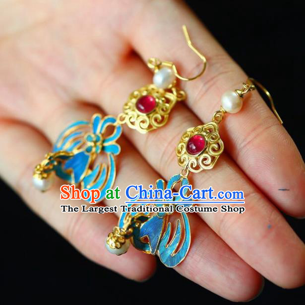 Handmade China Pearls Eardrop Jewelry Traditional Cheongsam Accessories National Phoenix Earrings