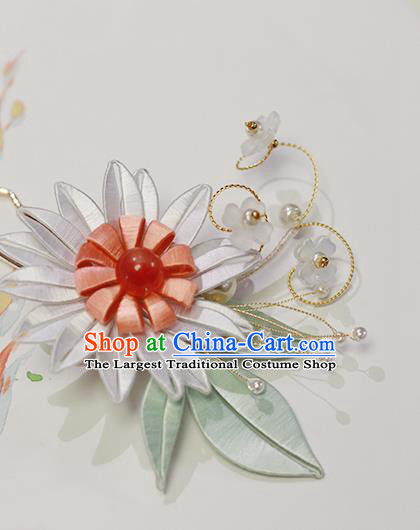 Chinese Traditional Silk Chrysanthemum Hair Stick Ancient Princess Flowers Hairpin Hair Accessories
