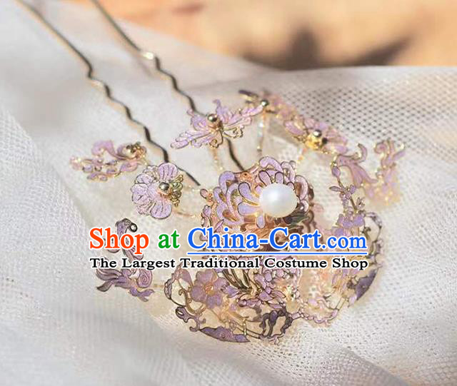 Chinese Handmade Enamel Phoenix Hair Crown Ancient Ming Dynasty Palace Lady Hairpin