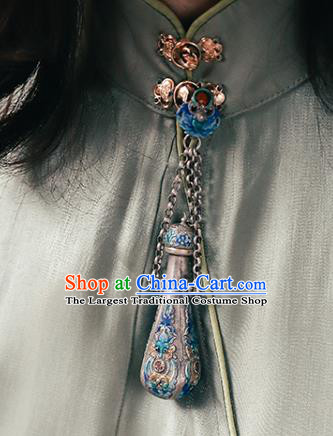 China Traditional Cheongsam Collar Pendant Accessories Classical Cloisonne Breastpin Jewelry Silver Vase Brooch