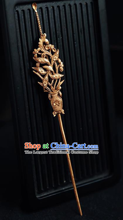 China Handmade Hair Accessories Golden Hair Stick Traditional Hanfu Earpick Hairpin