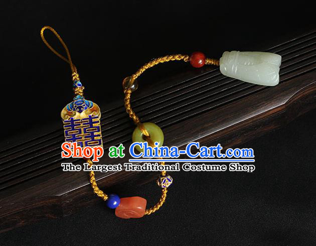 Chinese Handmade National Wedding Breastpin Pendant Cheongsam Jewelry Accessories Classical Jade Cicada Tassel Brooch
