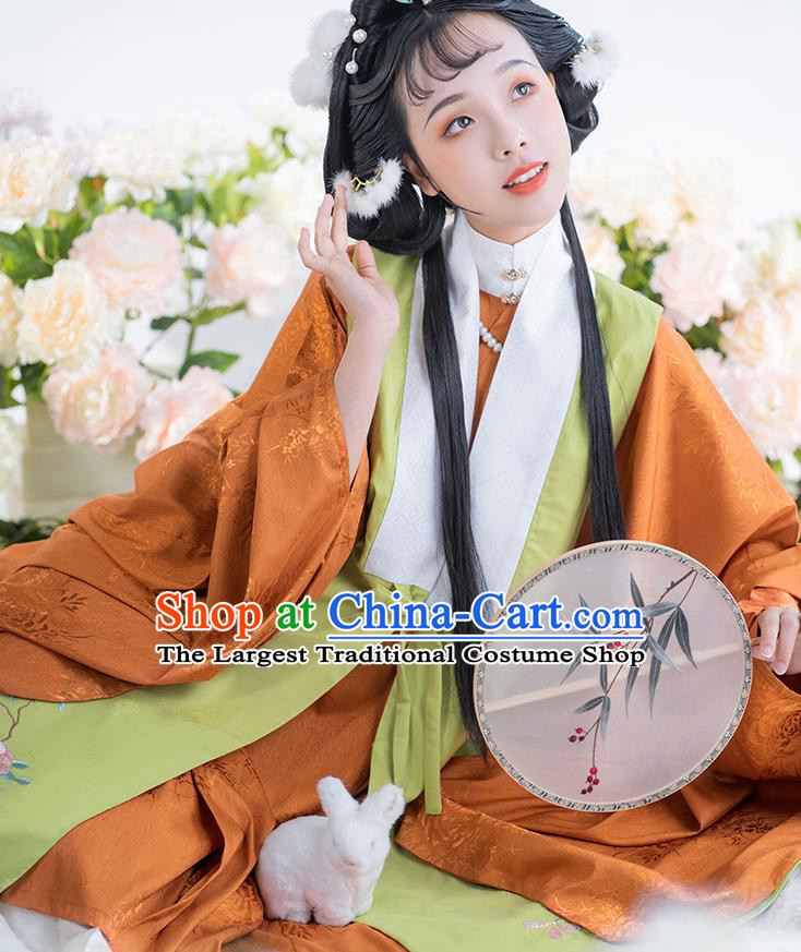 China Ancient Patrician Lady Embroidered Hanfu Dress Ming Dynasty Noble Infanta Historical Clothing for Women