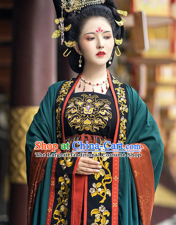 China Ancient Court Queen Embroidered Hanfu Dress Traditional Tang Dynasty Imperial Empress Historical Clothing Full Set