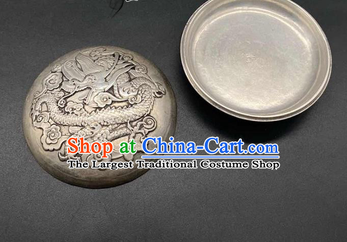 Handmade Chinese Carving Dragon Powder Box Ornaments Traditional Copper Craft Rouge Box