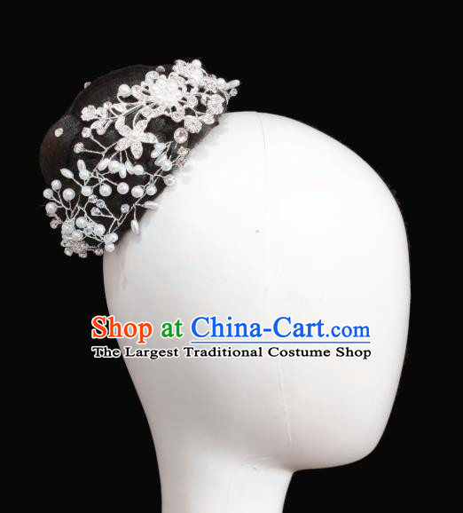 Traditional China Handmade Fan Dance Wig Chignon Stage Show Hair Accessories Folk Dance Headwear