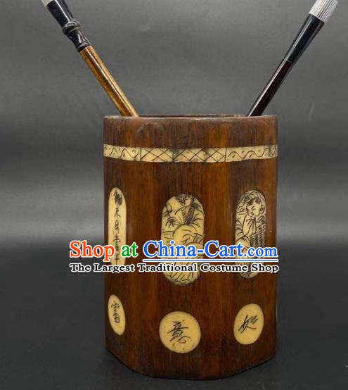 China Traditional Bamboo Brush Pot Handmade Tubular Penrack