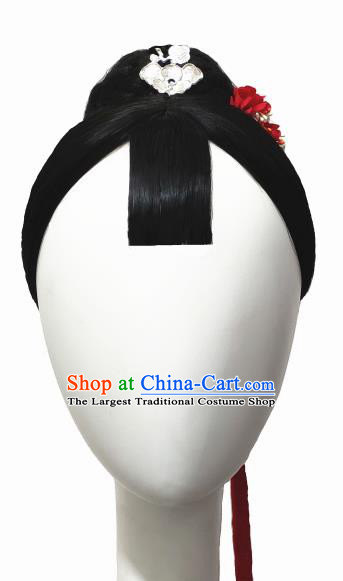 Traditional China Folk Dance Headwear Handmade Fan Dance Hair Accessories Wig Sheath