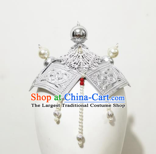 China Ethnic Folk Dance Hair Accessories Traditional Mongol Nationality Argent Hat
