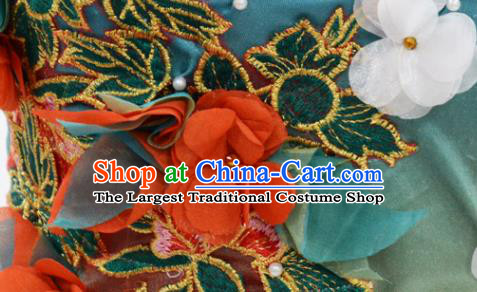 China Dai Nationality Folk Dance Blue Dress Traditional Yunnan Ethnic Peacock Dance Stage Performance Clothing
