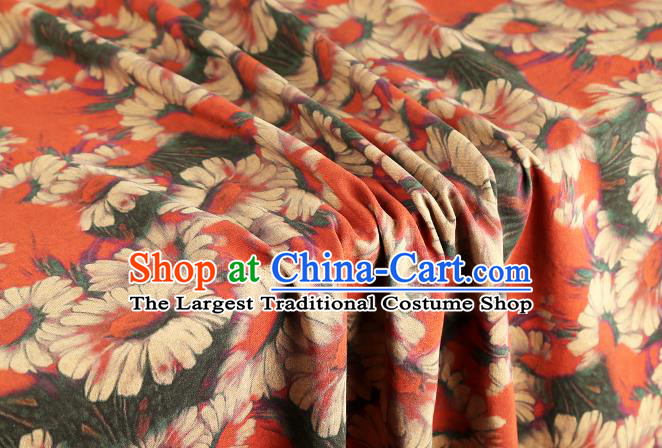 Chinese Red Brocade Cloth Gambiered Traditional Cheongsam Silk Fabric Classical Daisy Pattern Guangdong Gauze Drapery