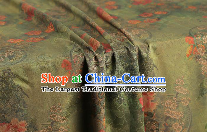 Chinese Qipao Dress Green Gambiered Guangdong Gauze Traditional Brocade Fabric Classical Jacquard Silk Drapery