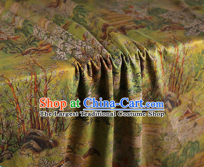 Chinese Traditional Light Green Silk Fabric Classical Qipao Dress Material Gambiered Guangdong Gauze