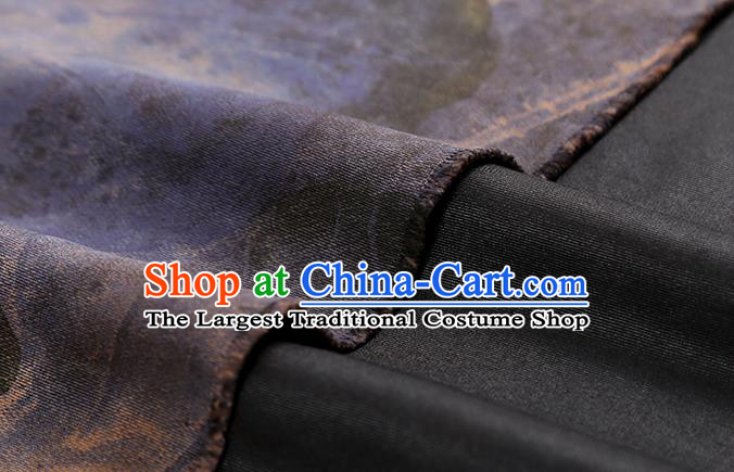 Chinese Traditional Brocade Cloth Qipao Dress Navy Gambiered Guangdong Gauze Classical Lotus Pattern Silk Fabric
