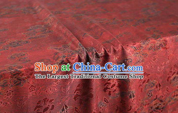 Chinese Red Gambiered Guangdong Gauze Traditional Qipao Dress Brocade Material Classical Cheongsam Jacquard Silk Fabric