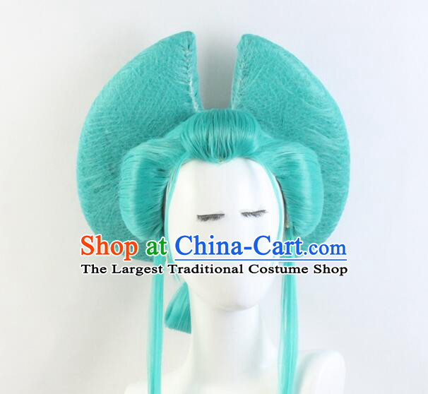Top Cosplay Komurasaki Hiyori Wigs One Piece Kozuki Komurasaki Wigs Handmade Blue Bowknot Wig Hairpiece
