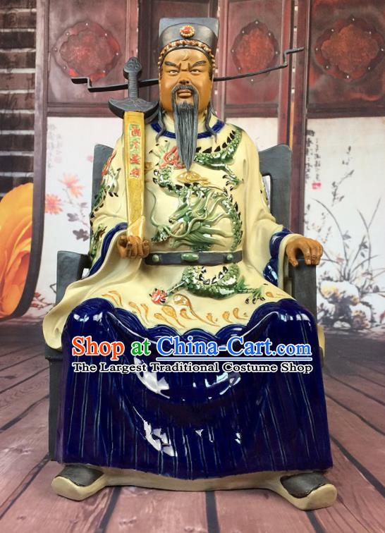 Chinese Traditional Shi Wan Figurine Clay Bao Zheng Statue Handmade Ceramic Bao Qing Tian Judge Bao Statue