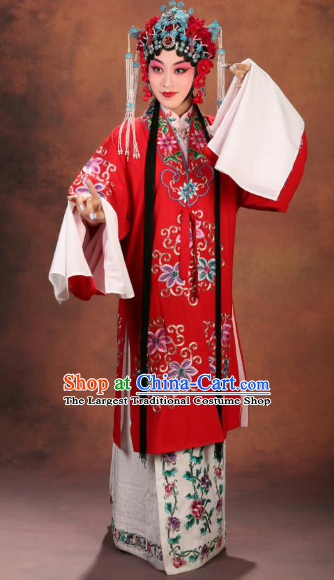 China Beijing Opera Ha Tan Costume Peking Opera Actress Red Outer Garment Traditional Water Sleeve Cape