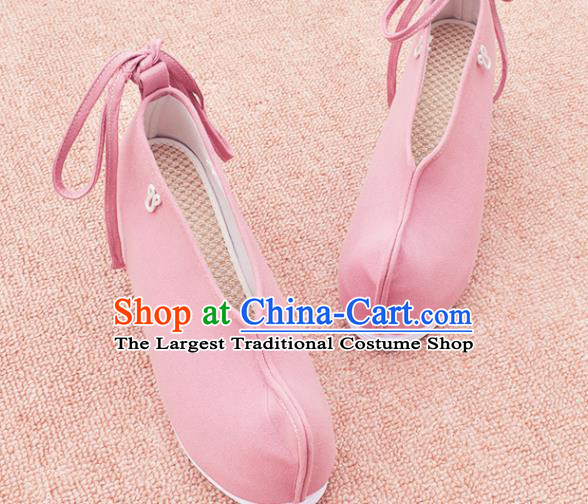 China National Female Shoes Ancient Swordswoman Pink Shoes Traditional Hanfu Cloth Shoes
