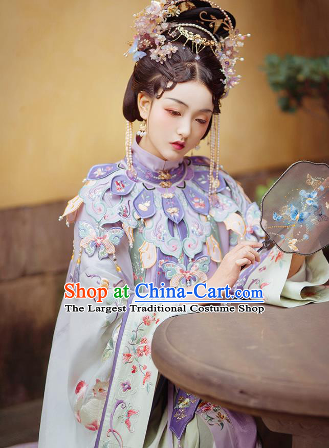 China Ancient Imperial Consort Embroidered Hanfu Costumes Traditional Ming Dynasty Palace Woman Historical Clothing