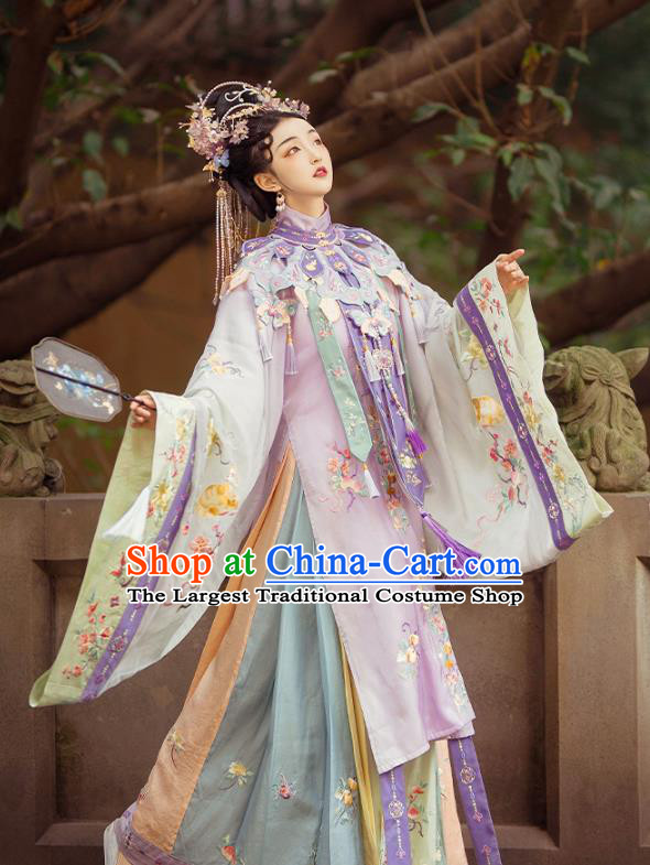 China Ancient Imperial Consort Embroidered Hanfu Costumes Traditional Ming Dynasty Palace Woman Historical Clothing