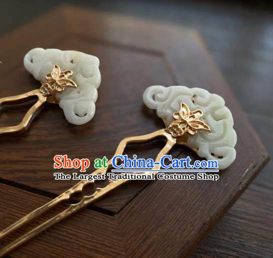 Chinese Handmade Jade Hairpin Traditional Hanfu Accessories Ancient Princess Hair Stick