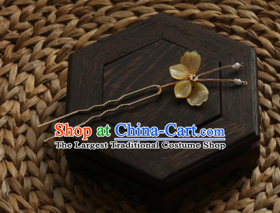 Chinese Handmade Shell Butterfly Hairpin Traditional Hanfu Hair Accessories Ancient Princess Hair Clip