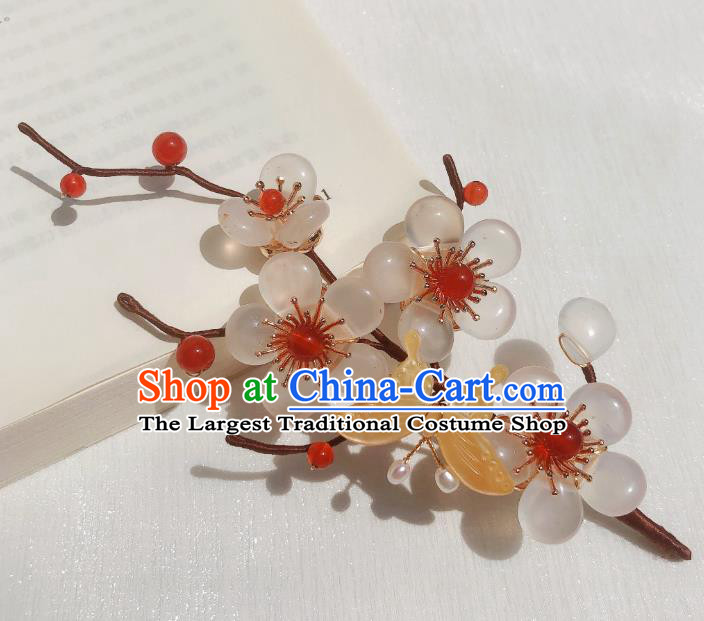 Chinese Handmade Shell Plum Hair Stick Traditional Ming Dynasty Princess Hairpin