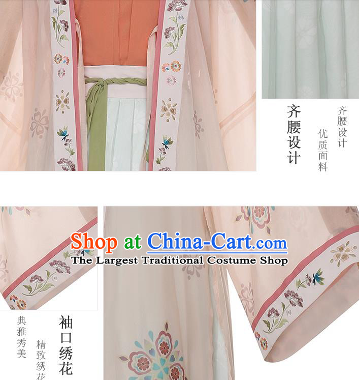 China Traditional Song Dynasty Historical Costumes Ancient Young Beauty Hanfu Dress Garment Complete Set