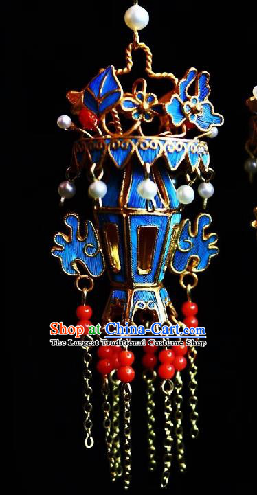 China Traditional Qing Dynasty Court Earrings Ancient Imperial Consort Palace Lantern Ear Jewelry