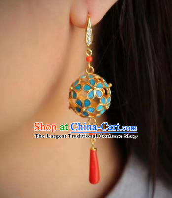 China Classical Hydrangea Ear Jewelry Traditional Cheongsam Earrings