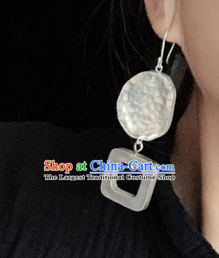 China Traditional Cheongsam Silver Carving Ear Accessories National Earrings