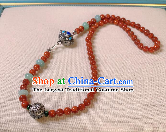 Handmade Chinese Agate Beads Necklet Accessories National Blueing Necklace