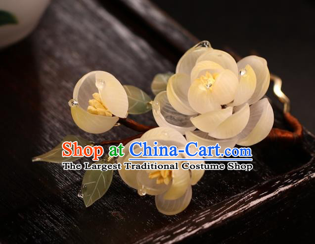 China Classical Yellow Flowers Hairpin Traditional Hanfu Hair Stick Hair Accessories