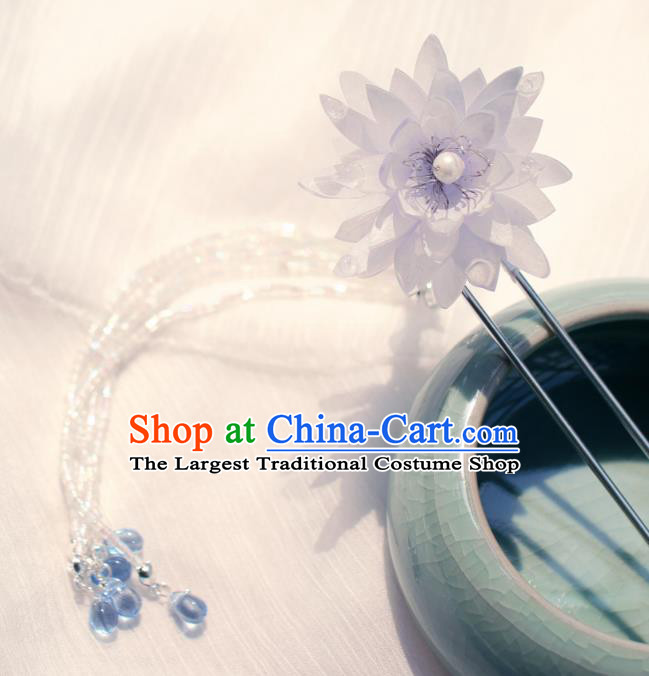 China Classical Hair Accessories Traditional Song Dynasty Princess Lilac Epiphyllum Hairpin Hanfu Beads Tassel Hair Stick