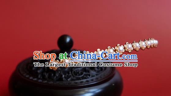China Classical Hanfu Hair Stick Traditional Ming Dynasty Princess Pearls Hairpin