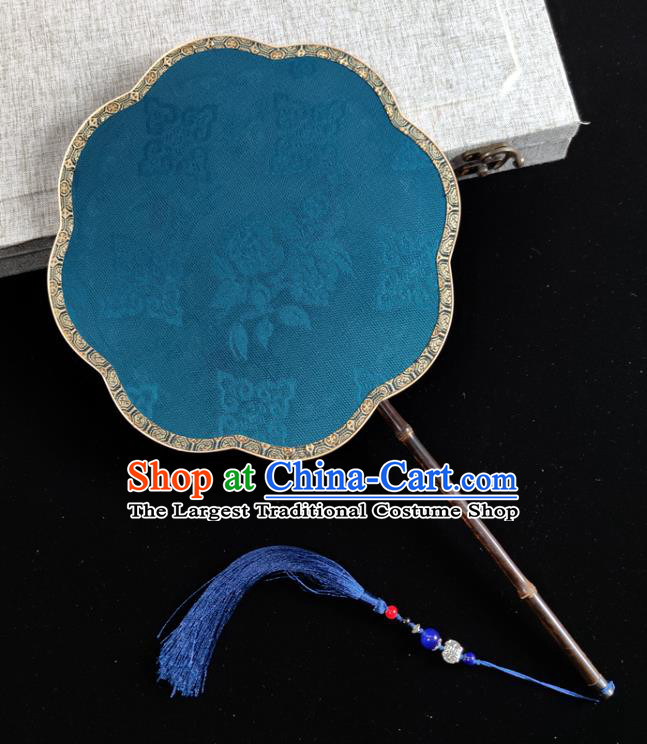 Chinese Traditional Song Dynasty Wedding Palace Fan Handmade Embroidered Pomegranate Silk Fan