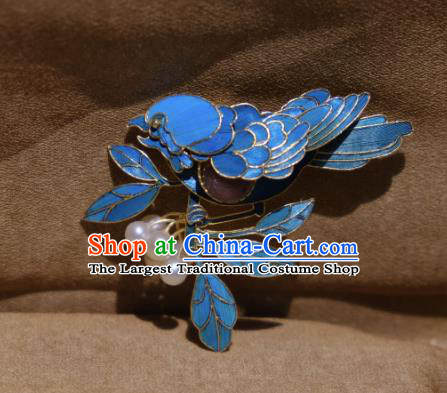 China Handmade Tourmaline Brooch Accessories Traditional Cheongsam Cloisonne Bird Breastpin Jewelry