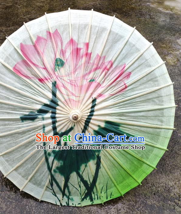 China Traditional Dance Oil Paper Umbrella Handmade Umbrellas Craft Classical Ink Painting Lotus Umbrella
