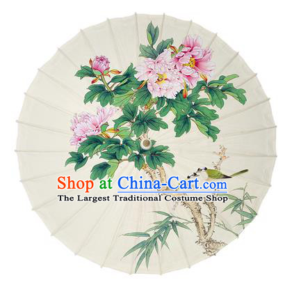 China Classical Dance Umbrella Handmade Painting Peony Oil Paper Umbrella Traditional National Umbrella