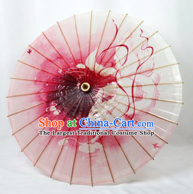 China Traditional Printing Nine Tail Fox Oil Paper Umbrella Handmade Cheongsam Pink Paper Umbrella