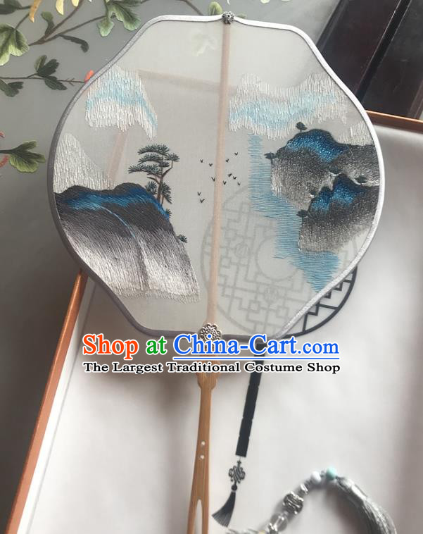 Chinese Handmade Embroidered Silk Fan Traditional Hanfu Fan Classical Palace Fan