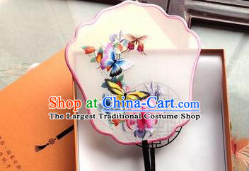 Chinese Traditional Hanfu Fan Embroidered Butterfly Palace Fan Handmade Classical Dance Silk Fan