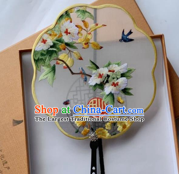 Chinese Traditional Hanfu Fan Ancient Princess Silk Fan Handmade Embroidered Palace Fan